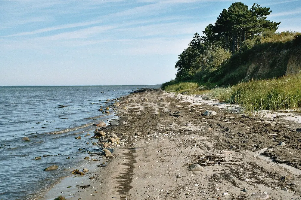 Badestrand bei Nordborg mit Steg und Bäumen